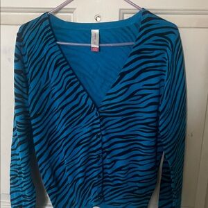 No boundaries blue zebra Print Blouse XL